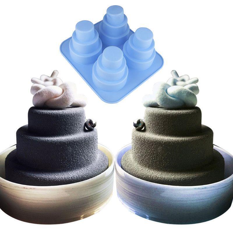 4 Cavity 3 Layer Silicone Mold Fondant Mousse Cake Chocolate Decorating Sugarcra