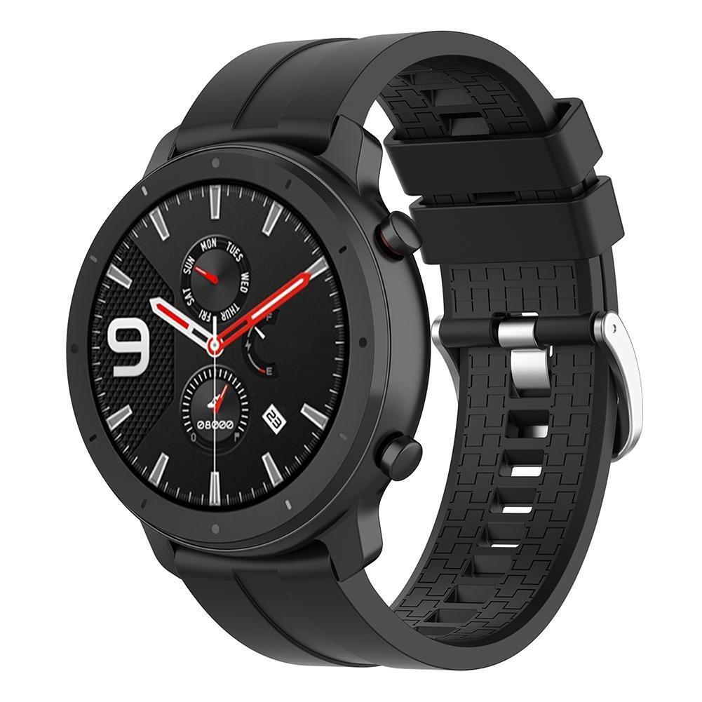 22mm Silicone Wrist Strap Band w/Buckle for Amazfit GTR 47mm (Black)