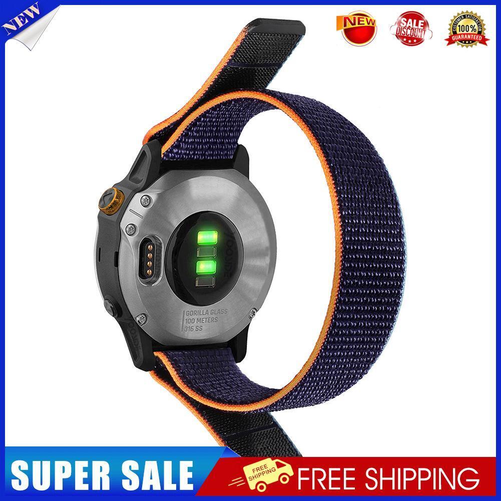 Nylon Loop Strap for Garmin Fenix 7X/6X/5X Plus Watch Band (26mm Dark Blue)