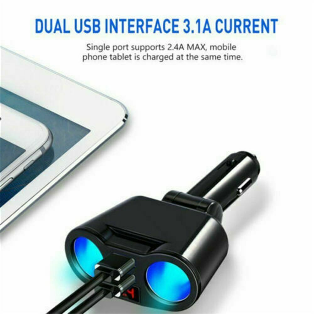 Charging Auto Car Cigarette Lighter 2 Way Dual Adapter Car Charger Charger Plug