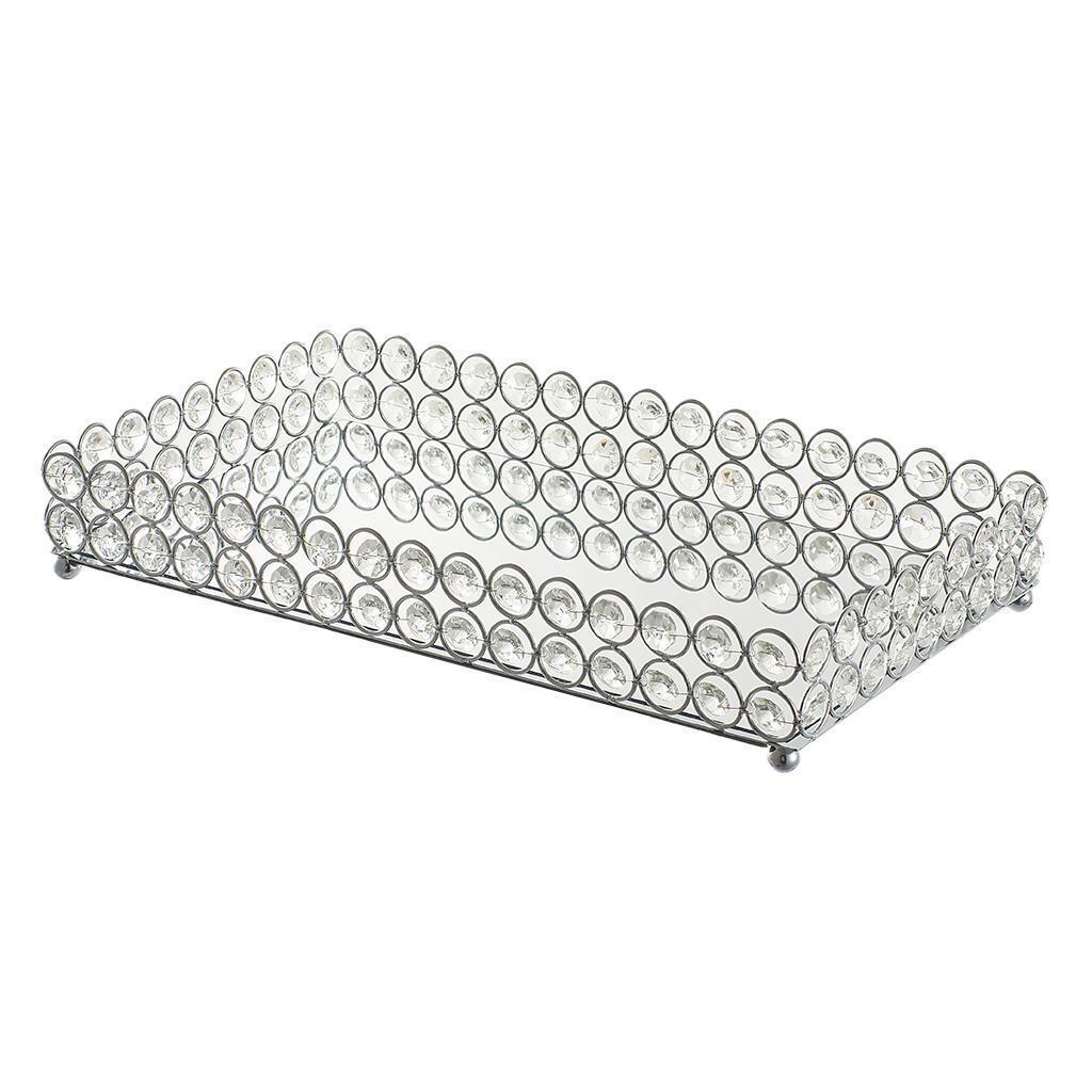 Crystal Mirrored Tray Cosmetic Vanity Jewelry Organizers for Wedding Home Decor