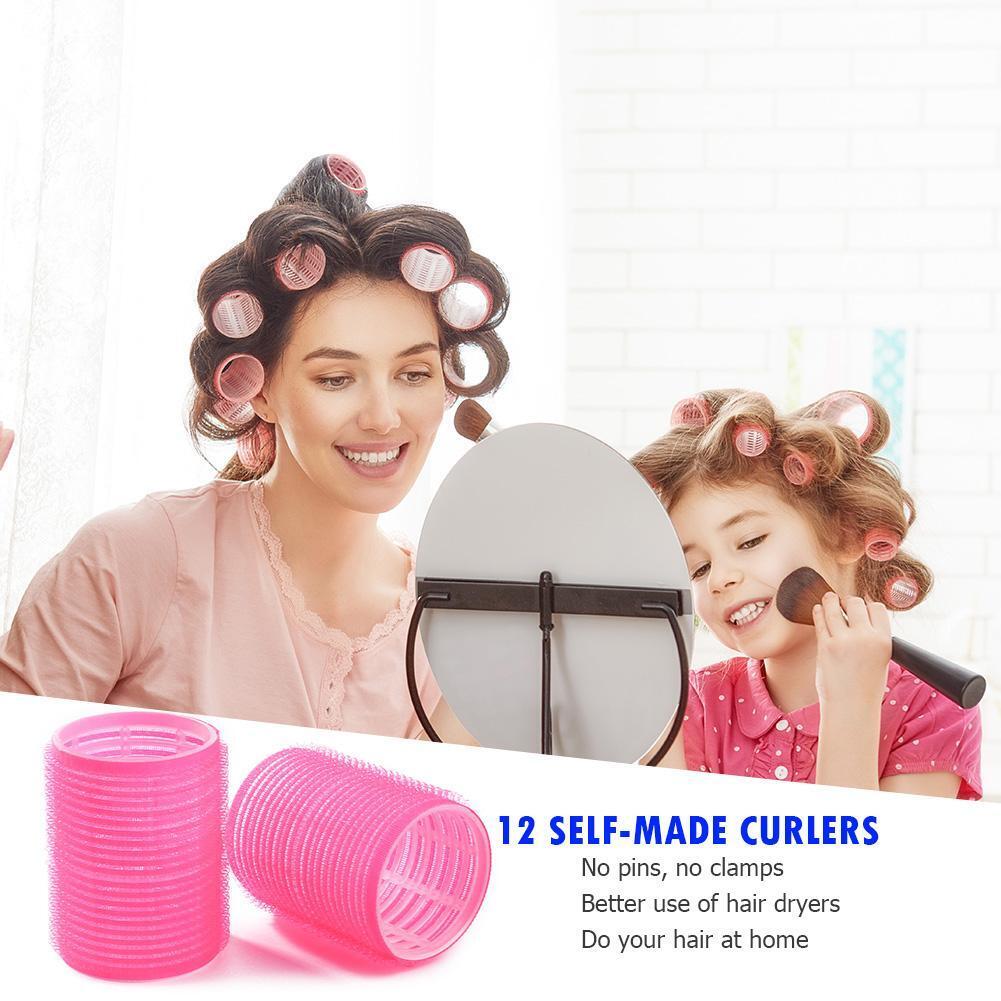 12pcs Self Grip Hair Rollers Hairdressing Home Use DIY Hair Curlers (44mm)