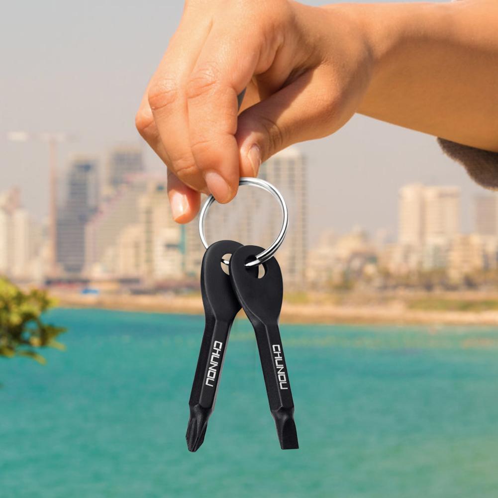 2pcs Metal SLOTTED/PHILLIPS Screwdriver Set Outdoor Multi Tool Key Ring