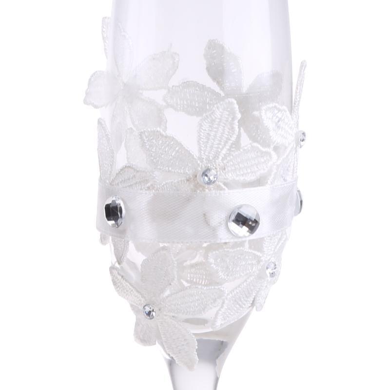 2pcs Set Wedding Glass Creative Black White Dress Crystal Wedding Champagne Glas