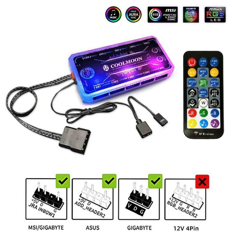 COOLMOON Computer Box Fan Intelligence Music Controller Remote Control 12V 10A