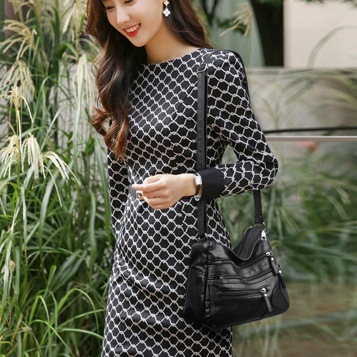 2x Women Shoulder Bag Fashion Crossbody Purse Handbag for Working Business