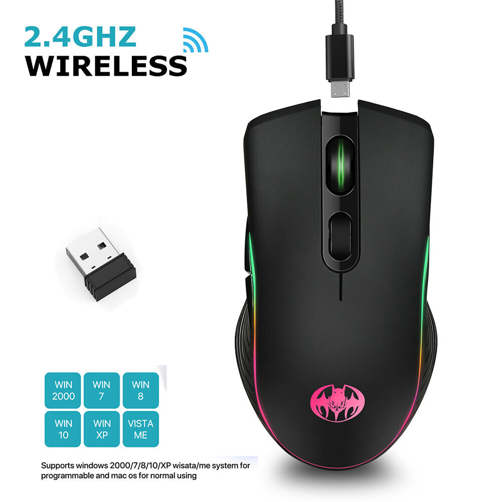 BLOODBAT M06 Wireless Mouse 2.4GHz USB Receiver Breathing Light Mice for PC