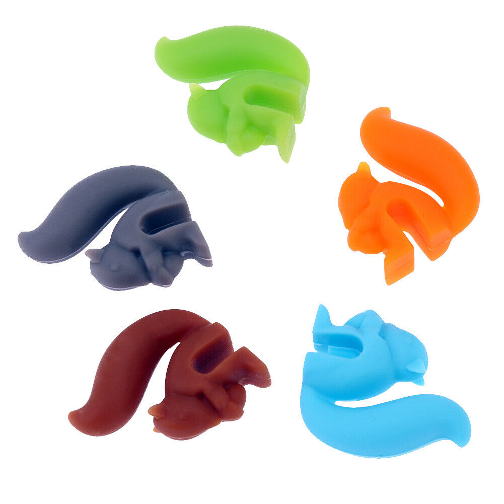 5pcs Silicon Squirrel Suction Cup Wine Glass Recognizer Label Marker