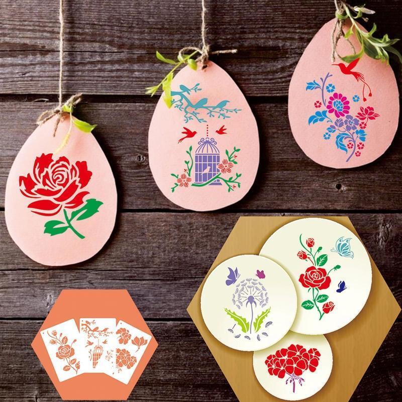 24 Pieces Painting Templates Floral Drawing Stencils Kit for Crafts Scrapbooking