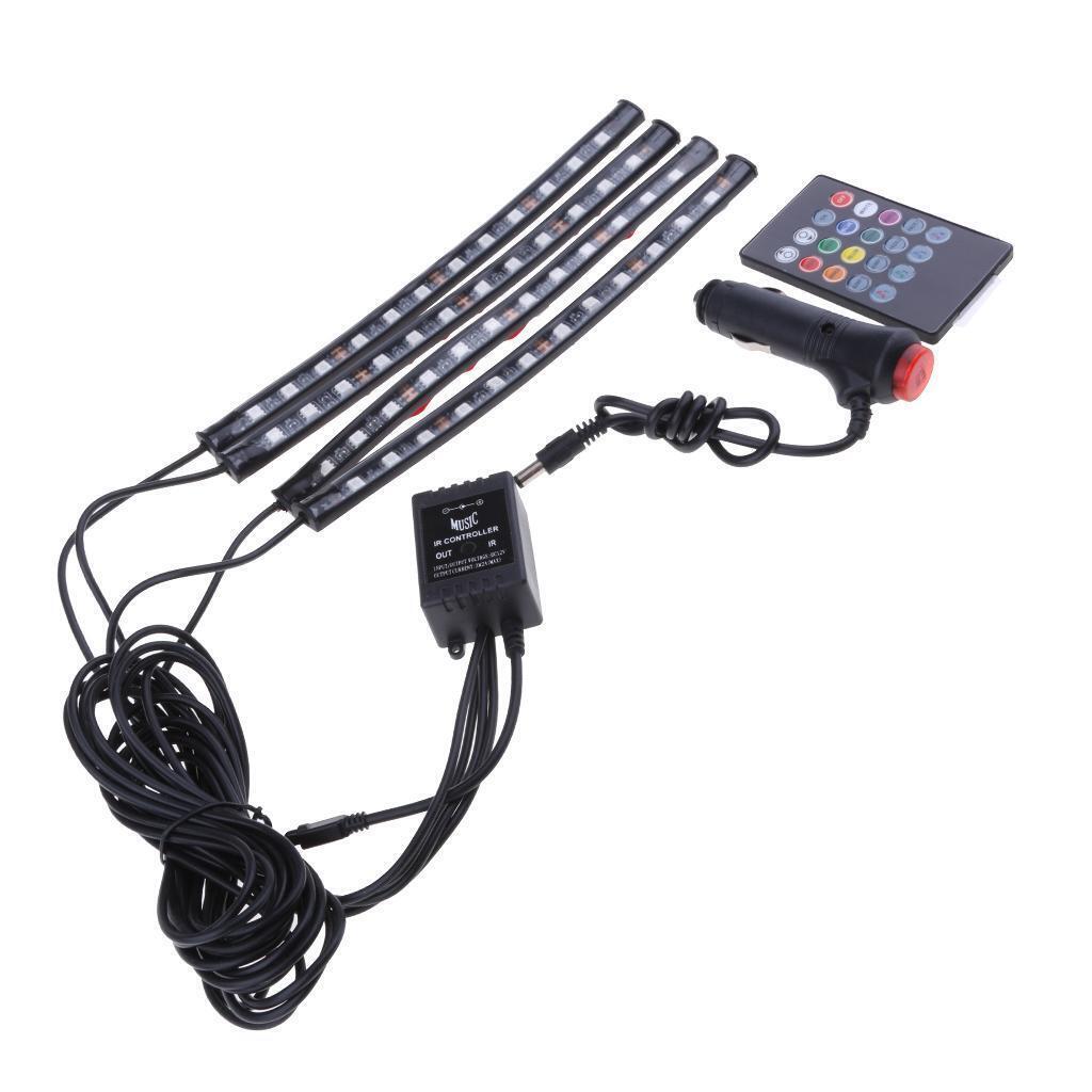 DC12V 48-LED Car Interior Atmosphere Neon Lights Strip Music Control + IR Remote