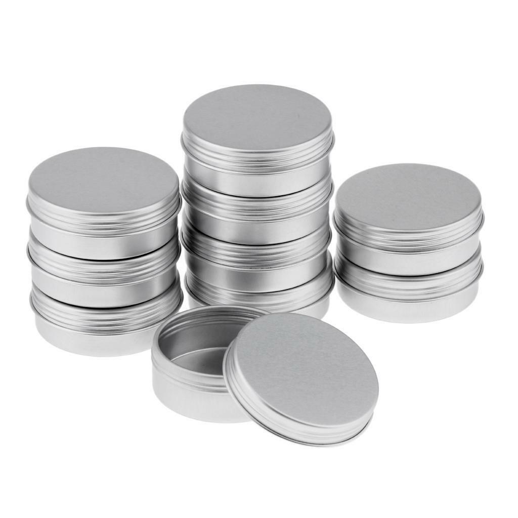 10Pcs Empty Cosmetic Pots Lip  candle Screw lid Jar Aluminium Tins 25ml