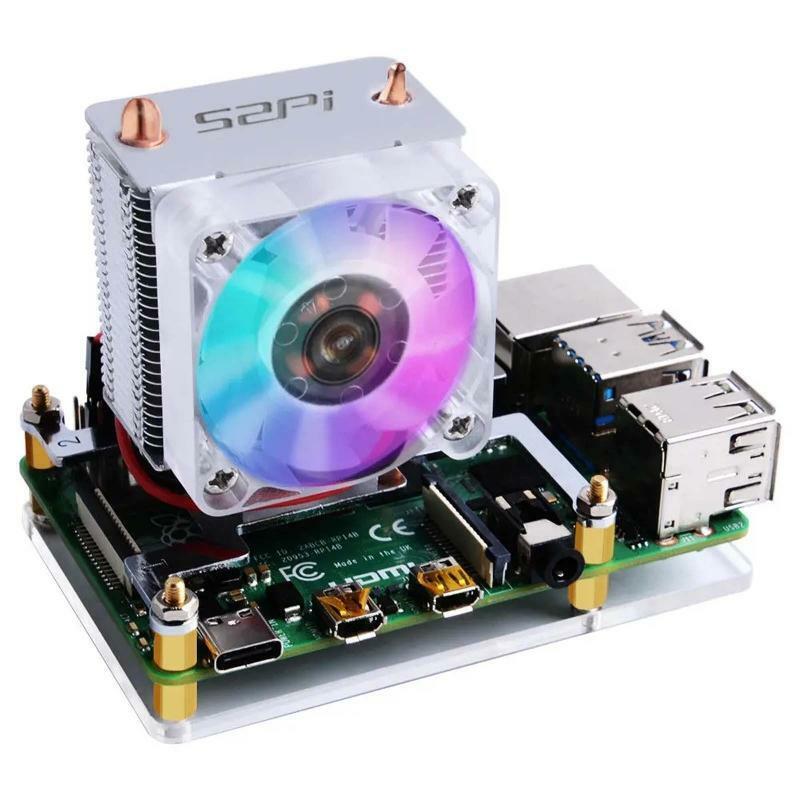 CPU Cooling V2.0 Fan 7 Colours Light Bracket 5-layer Case for Raspberry Pi 4B/3B