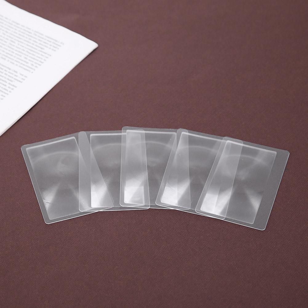5pcs 3X Credit Card Shape Magnifiers Transparent Magnifier Fresnel Lens