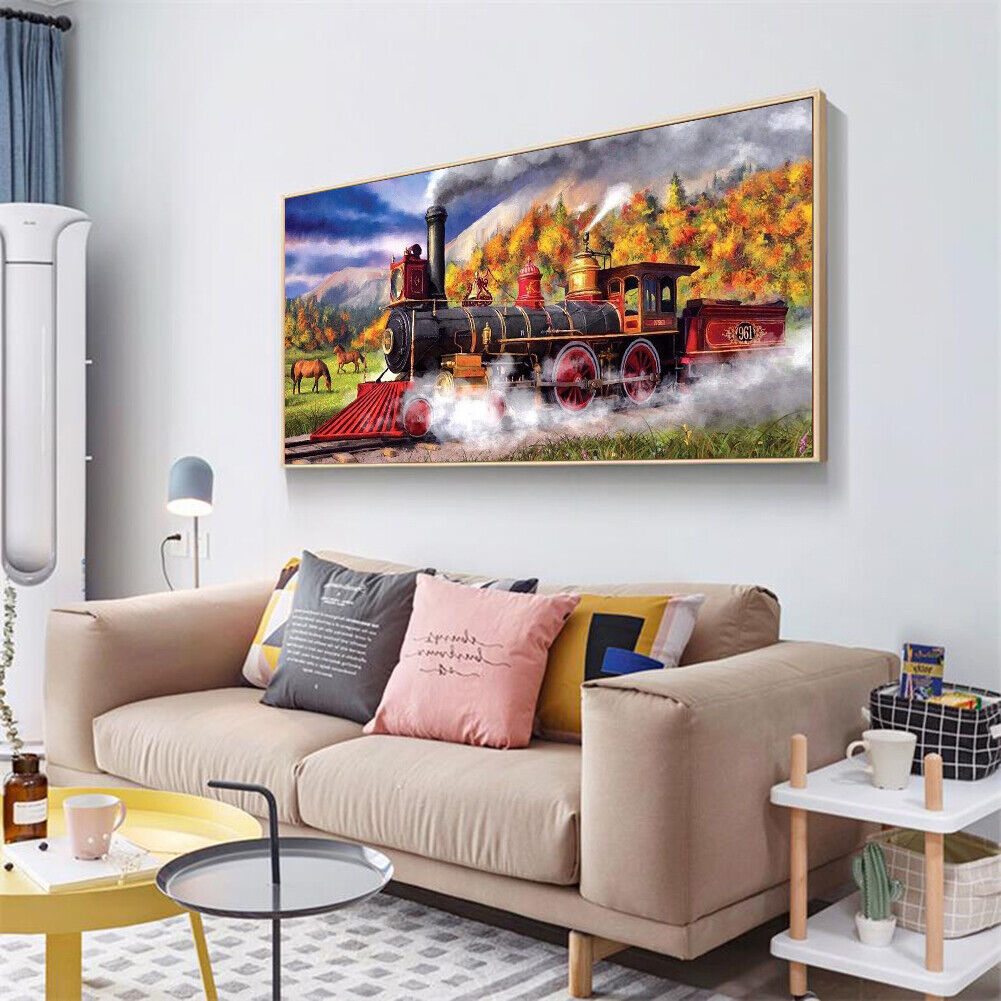 5D Train Full Drill Round Diamond Painting DIY Mosaic Picture Home Decor