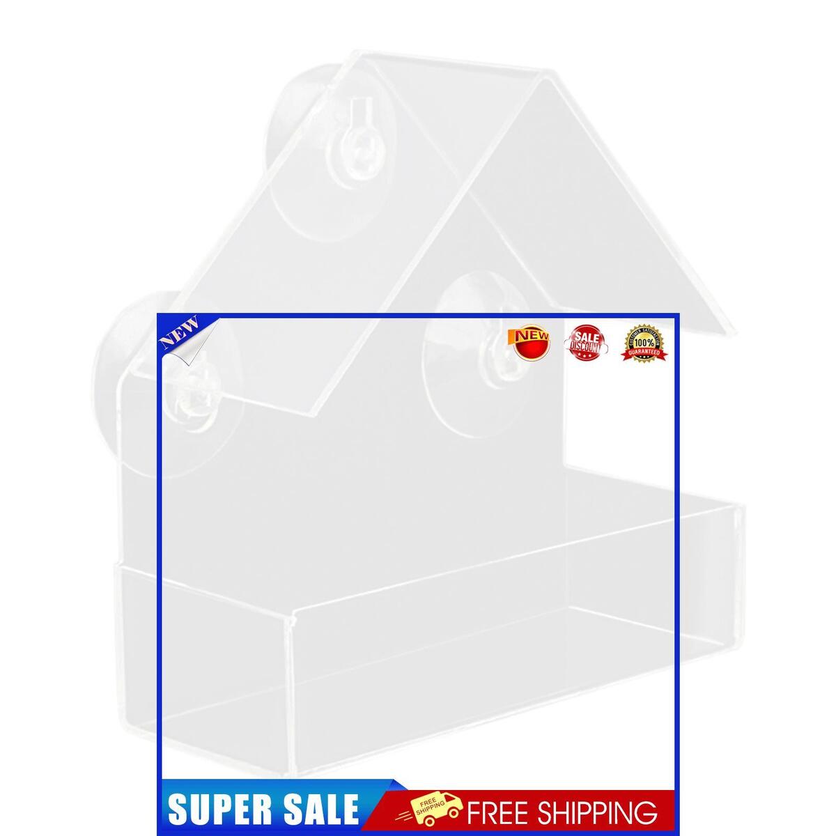 Plastic Window Bird Feeder, Transparent, Suction Cup, House Shape Birdhouse