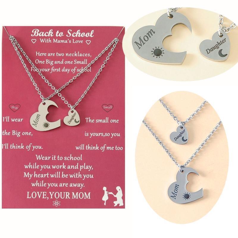 Back to School Matching Heart Mom Mommy & Me Jewelry Christmas Birthday Gifts