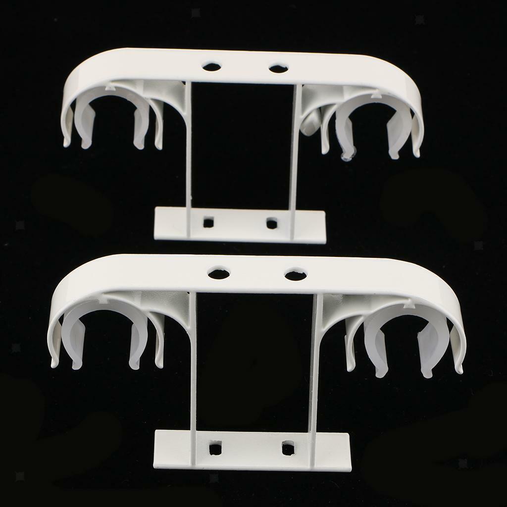 2 Pieces Aluminum  Double Curtain Rod Bracket Holder Ceiling