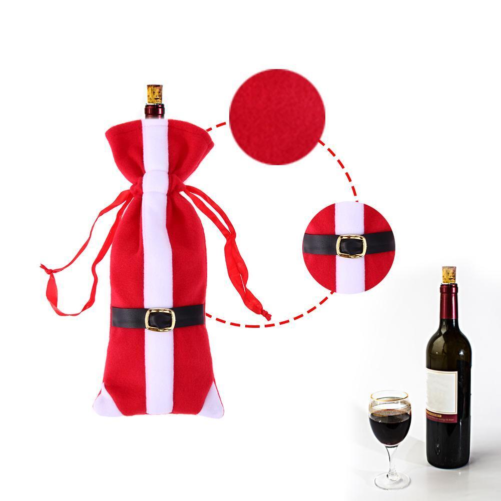 1pc Christmas Non-woven Belt Buckle Wine Bottle Cover Bag Party Table Decor