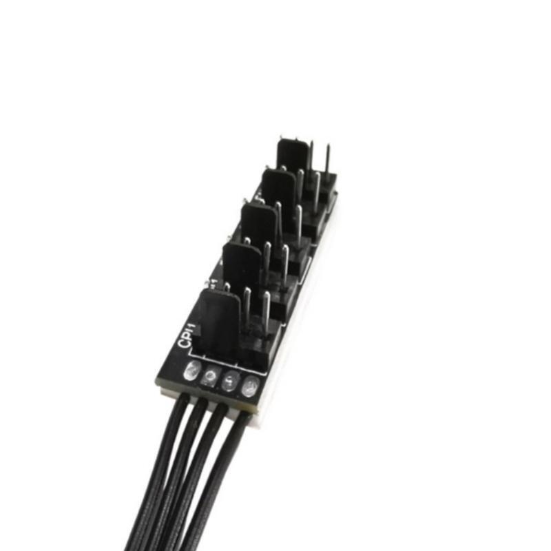 PWM Fan Hub Splitter 4 Pin Black Sleeved 1 to 5 Way PC CPU Cooling Case