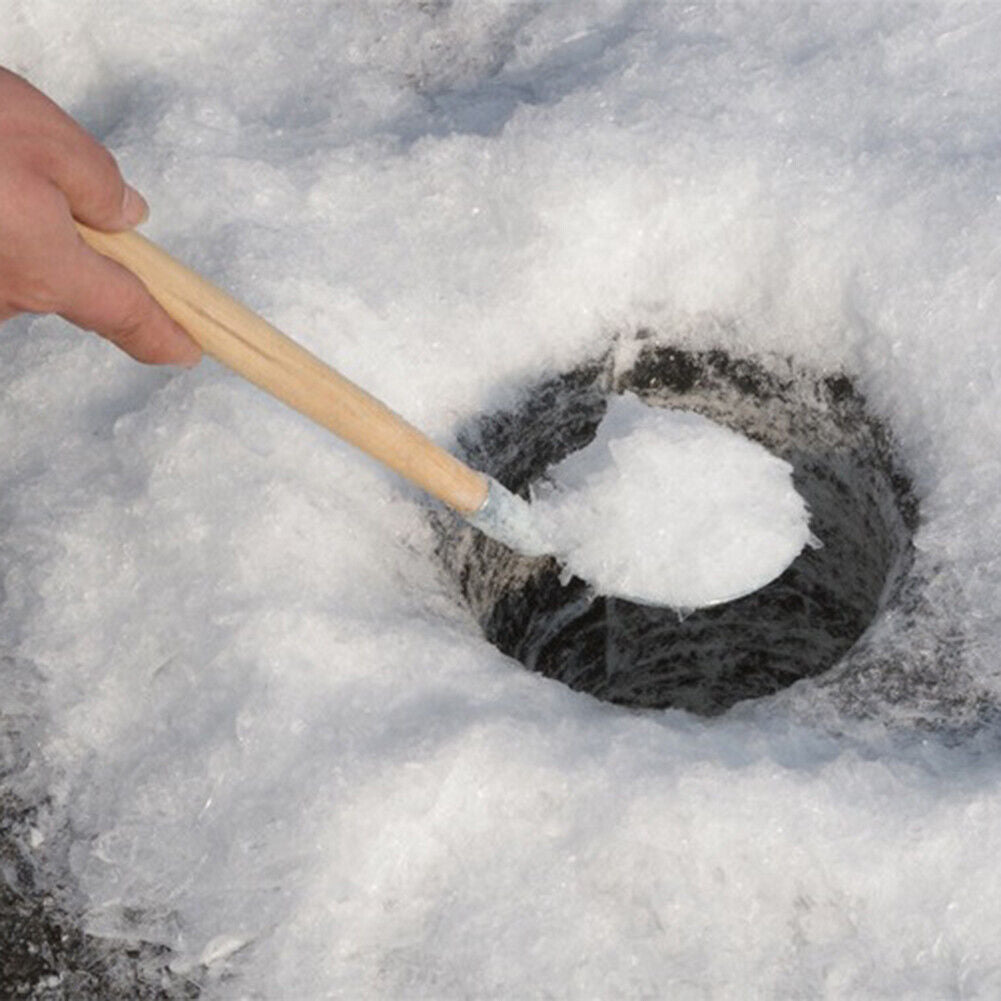 Ice Fishing Scoop Wood Handle Fishnet Strainer Slush Skimmer Fishing Tackle