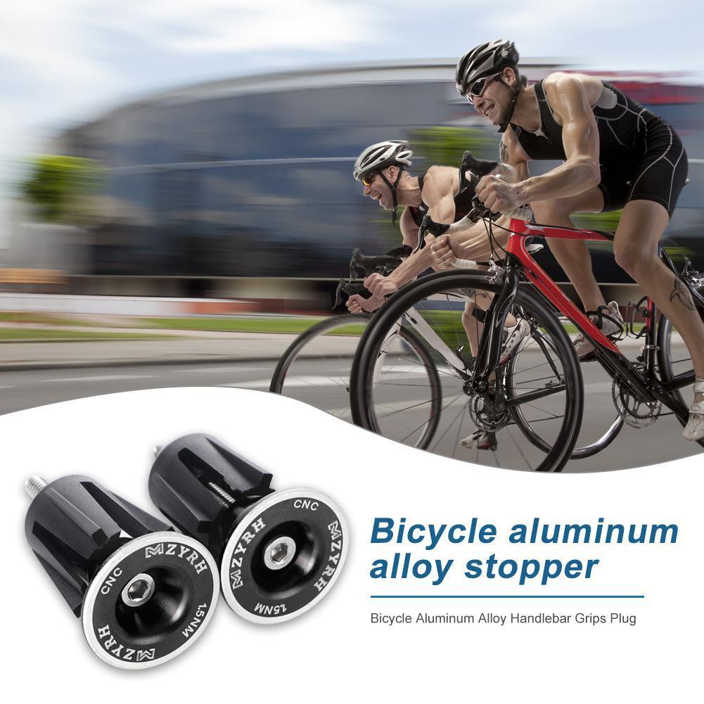 1 Pair Aluminum Bicycle Handlebar Cap Grip Bike Handlebar End Plug (Black)