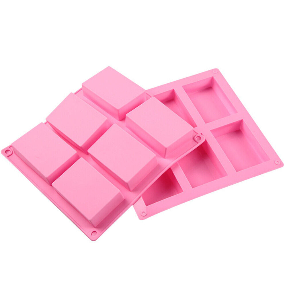 6 Grids Long Silicone Handmade Soap Mold Rectangle DIY Craft Cake Molds