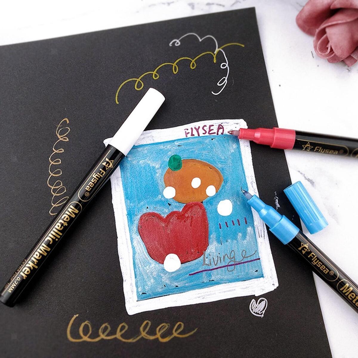 Metallic Marker Pens Set Art for Rock Painting Photo Album Card Making