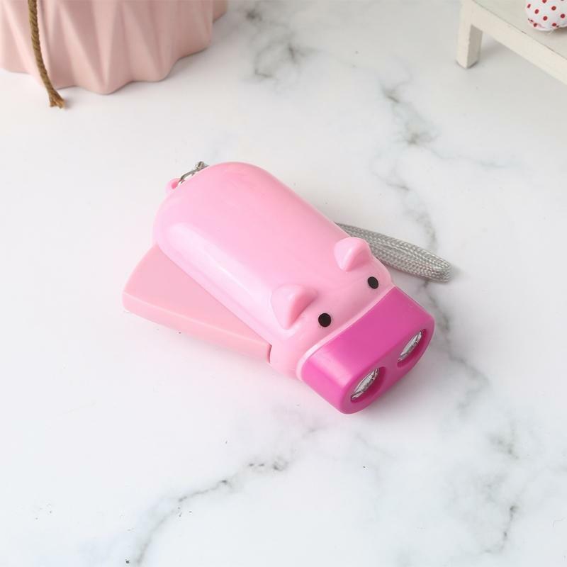 Hand Pressing Power Pig 2 LED Flash Light Flashlight Wind-up Dynamo Torch Lamp