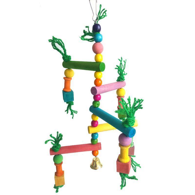 Bird Parrot Game Wooden Frame Climbing Hanging Ladder Swing Pet Grinding Perch