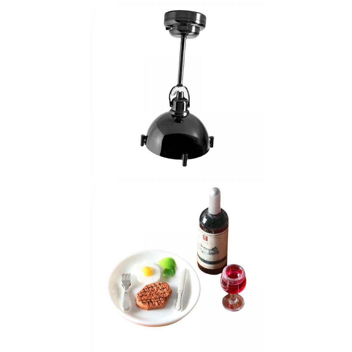 Simulation 1/12 Ceiling Lights with  Steak  Scene Decor