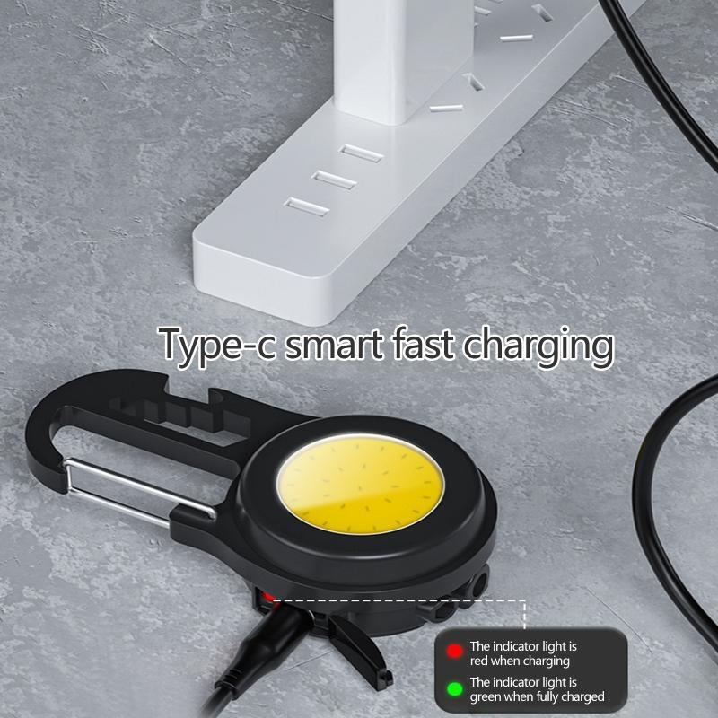 Keychain Flashlight Rechargeable 4 Light Modes Pocket Lights with Bottle Opener