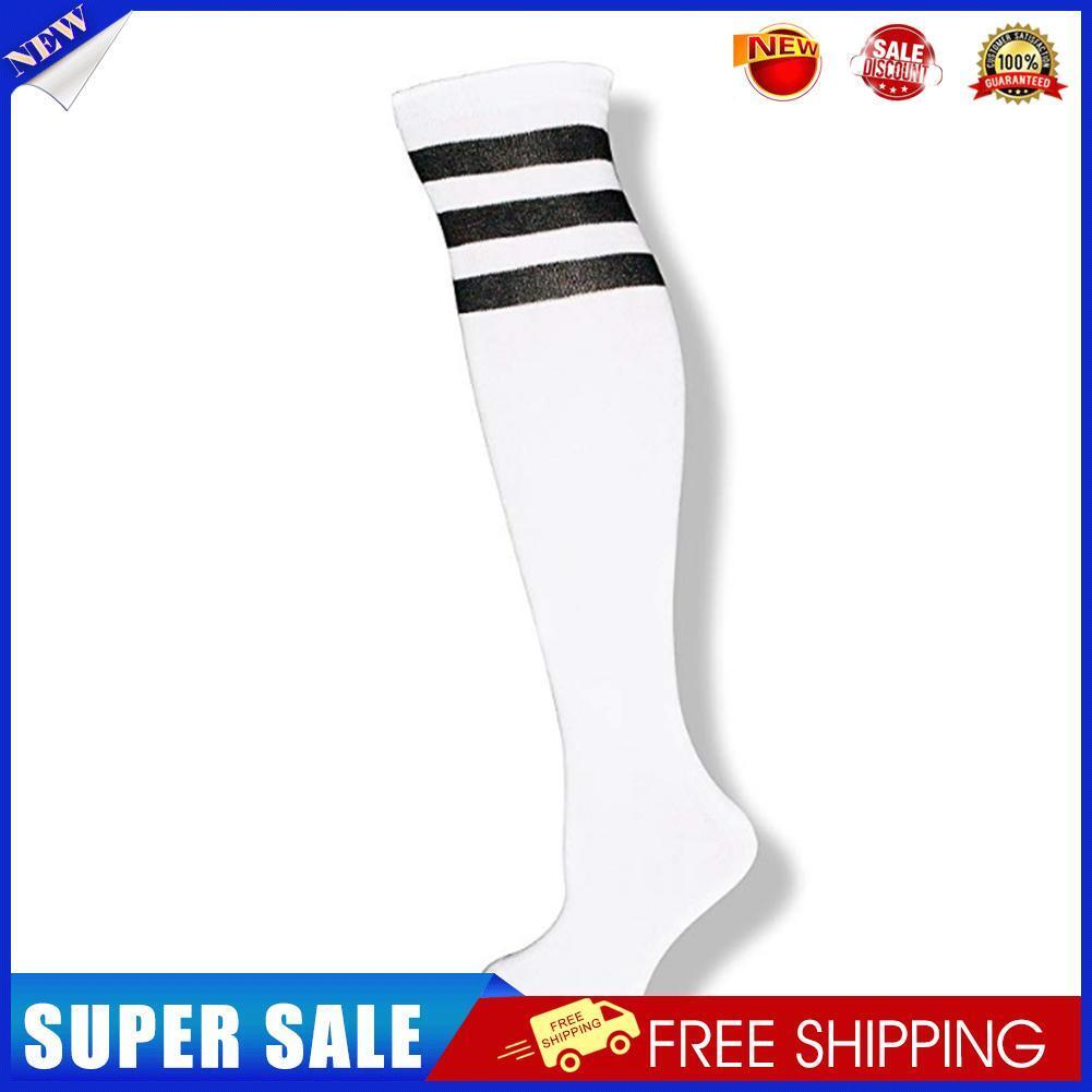 Striped Fashion Socks Autumn Winter Women Knee-high Sports Stocking (Black)
