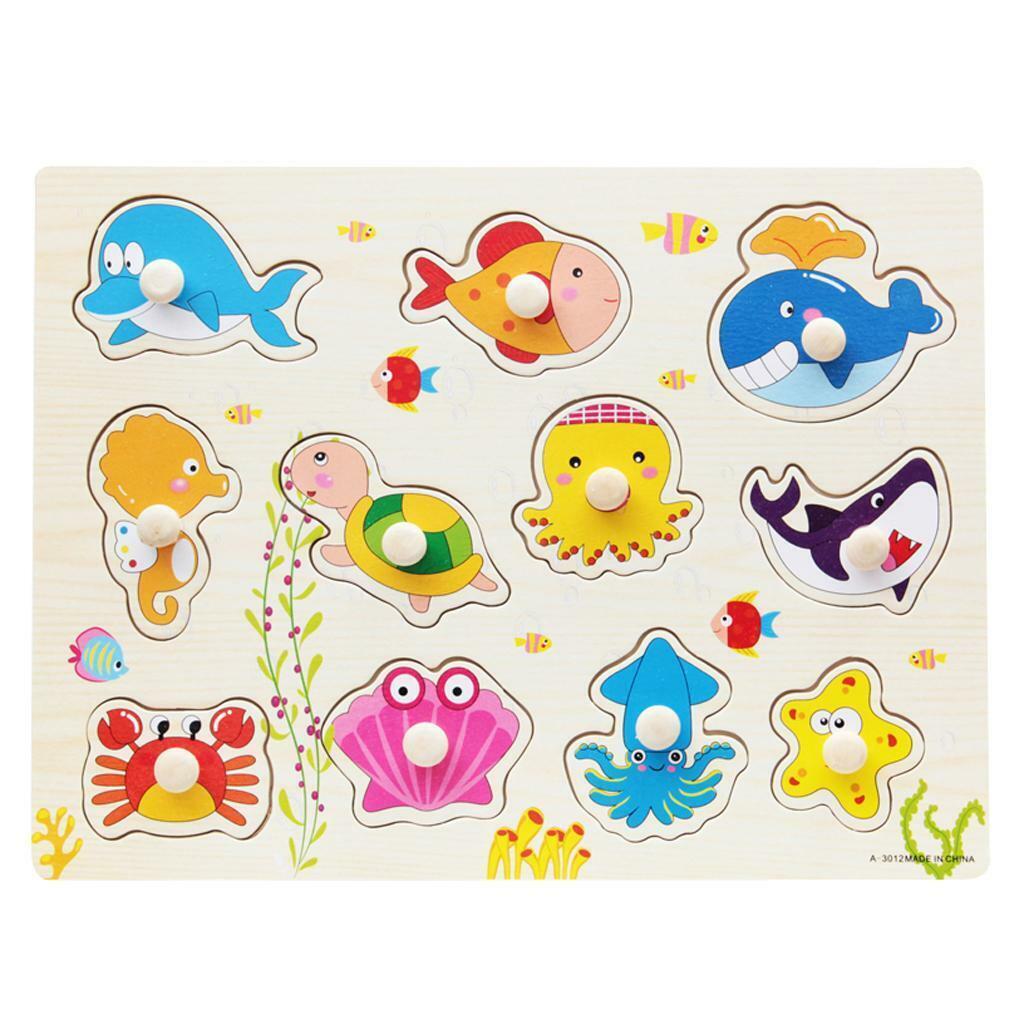 4  Wooden Jigsaw Puzzle Baby Toddler Preschool  Educational