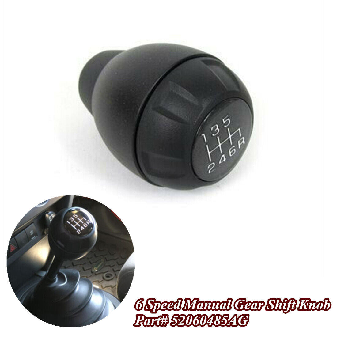 6 Speed Manual Shifter Shift Gear Knob For 2007-2013 Jeep Wrangler #52060485AG