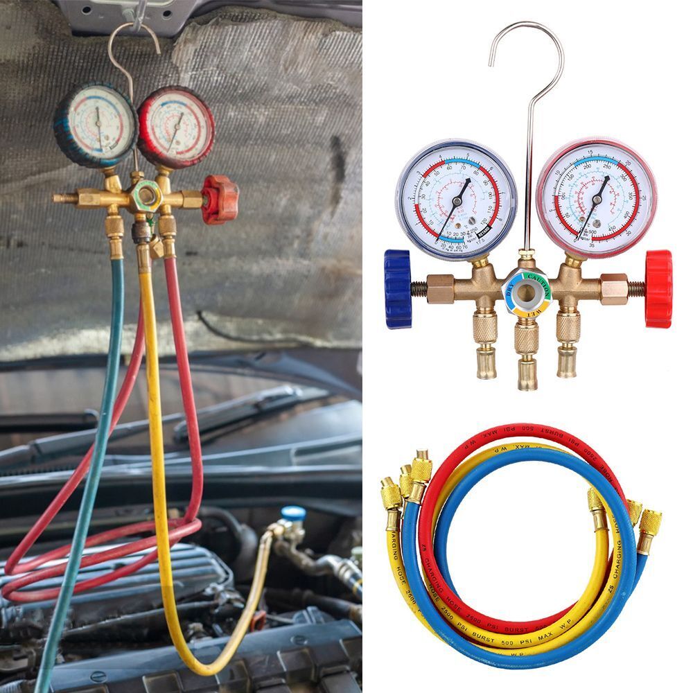and Hook Refrigerant Manifold Gauge Set Car AC Gauge Set Air Conditioning Tools