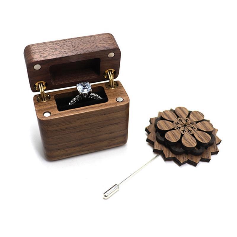 Ring Box Protection Case Wedding Ring Box with 1 Slot Handcraft Ring Box for Men