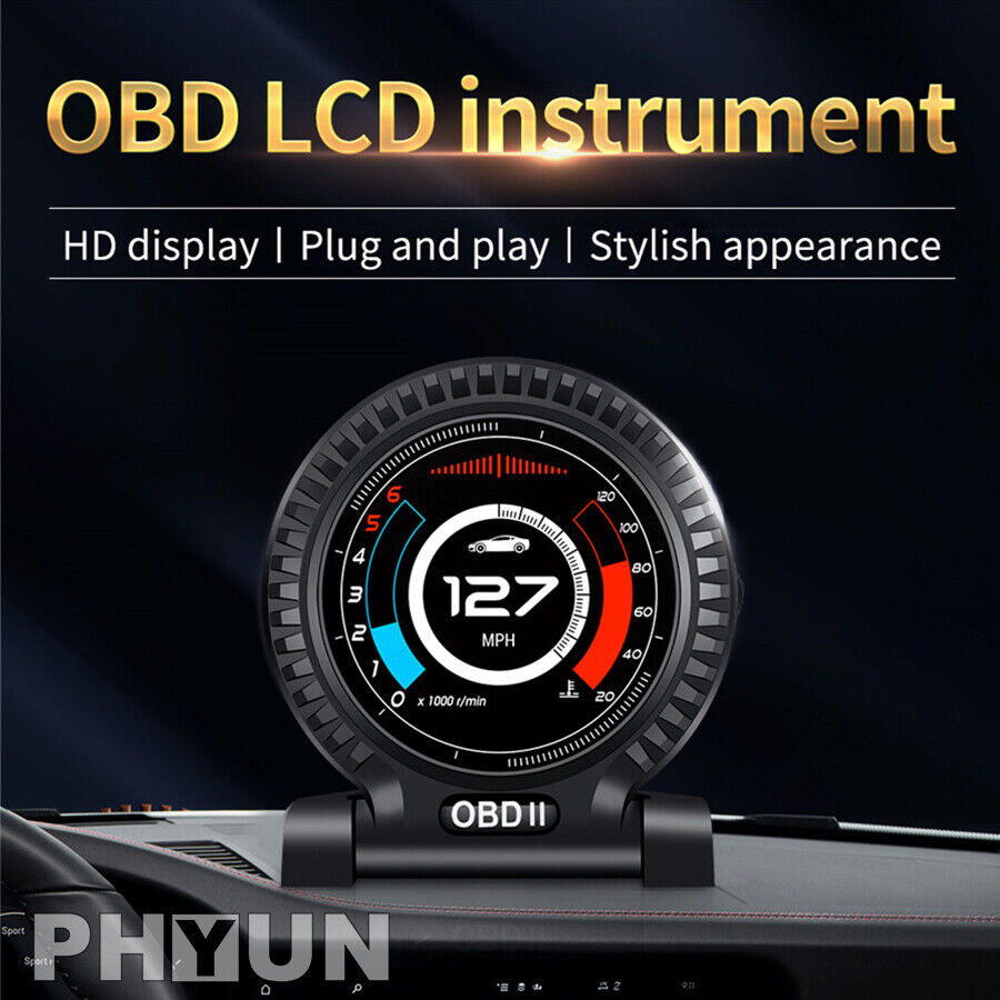 Zinc Alloy Head-Up Display OBD2 Car Gauge Display Digital Multi Insrtument Black