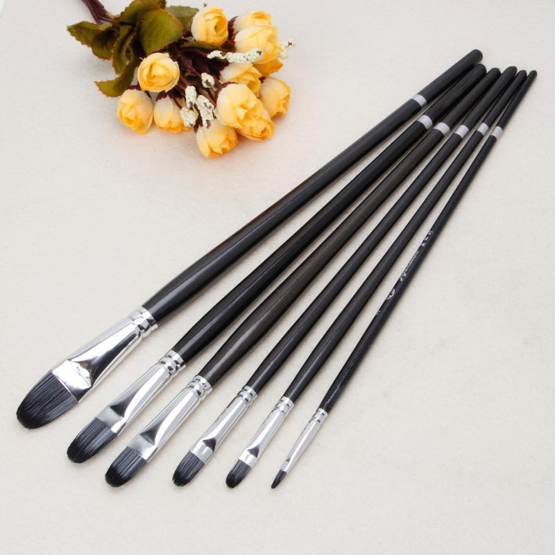 6Pcs Brushes Set for Art Painting Oil Watercolor Drawing Craft DIY Kid Artist