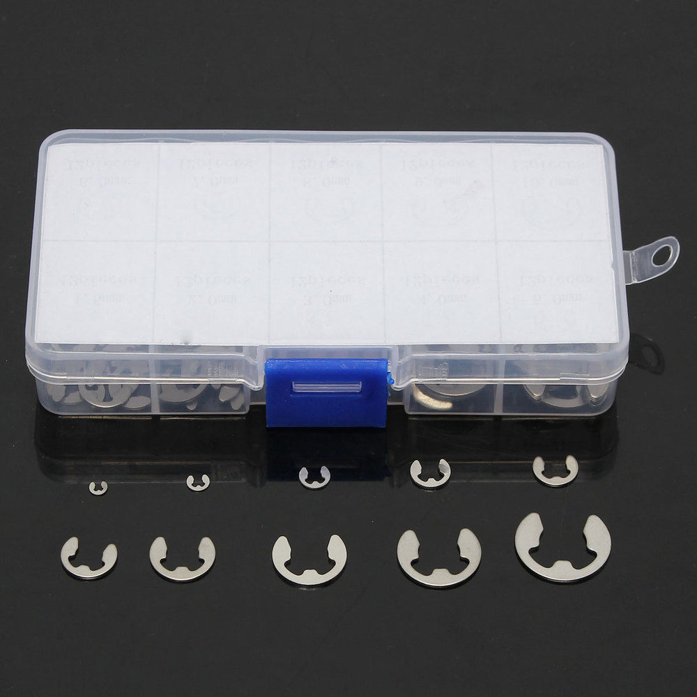 200Pcs E-Clip Assortment Kit 1.5 2 3 4 5 6 7 8 9 10 mm 304 Stainles Steel