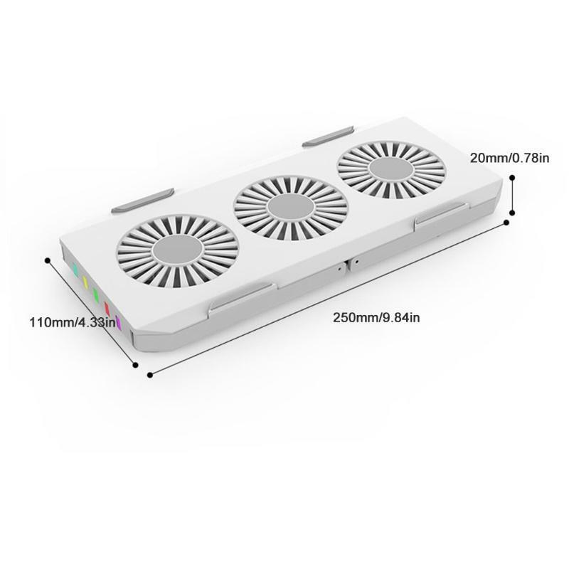 Gaming Laptop Cooling Stand Holder 3 Fan RGB Light Riser Folding Anti-Slip ABS