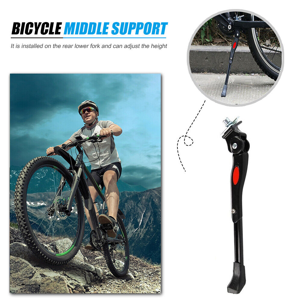 MTB Road Bike Side Parking Support Stand Adjustable Bicycle Kickstand Black