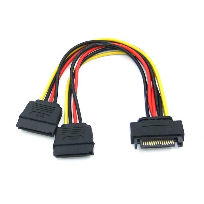 1 to 2 Sata Hard Drive Power Adapter Cable Sata Serial Port 15Pin Splitter 18AWG