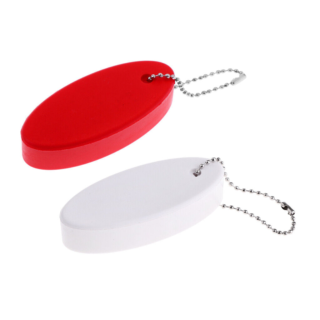 2X Water Sports Foam Floating Oval Keychains Keyring Water Key Float Buoy