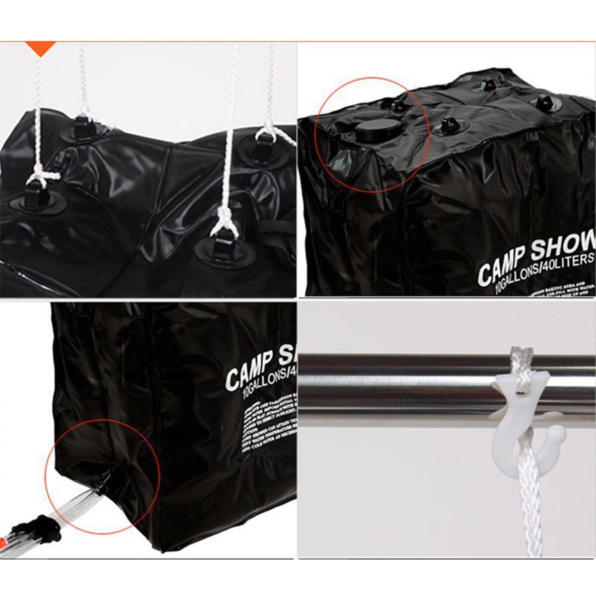 40L Outdoor Camping Solar Heated Water Bag  Showers Bag