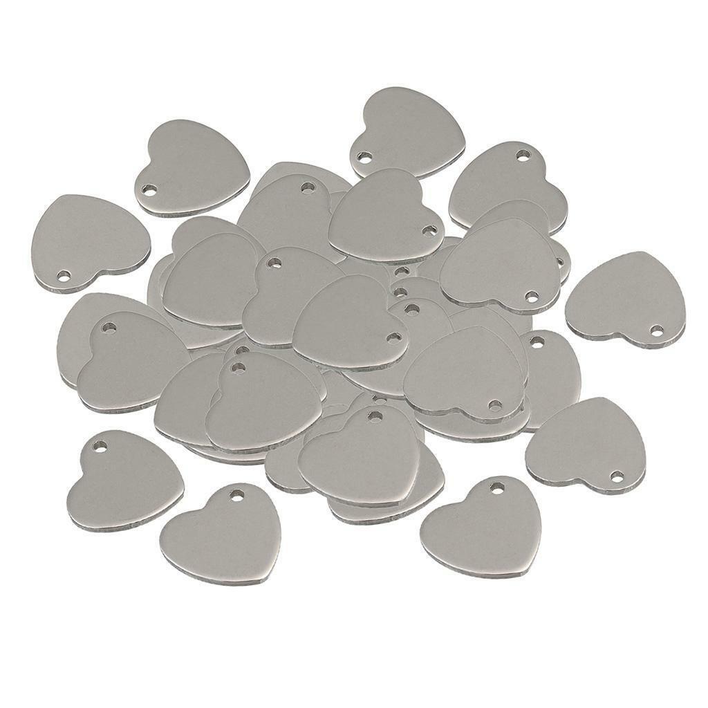 100 * 14mm  Flat Heart Blank Stamping Charms Tag Pendants Jewelry Making