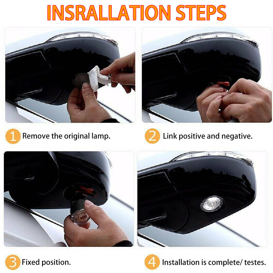 2x Blue Full LED Under-Mirror Puddle Lights fit for Ford F150 Edge Flex Mondeo