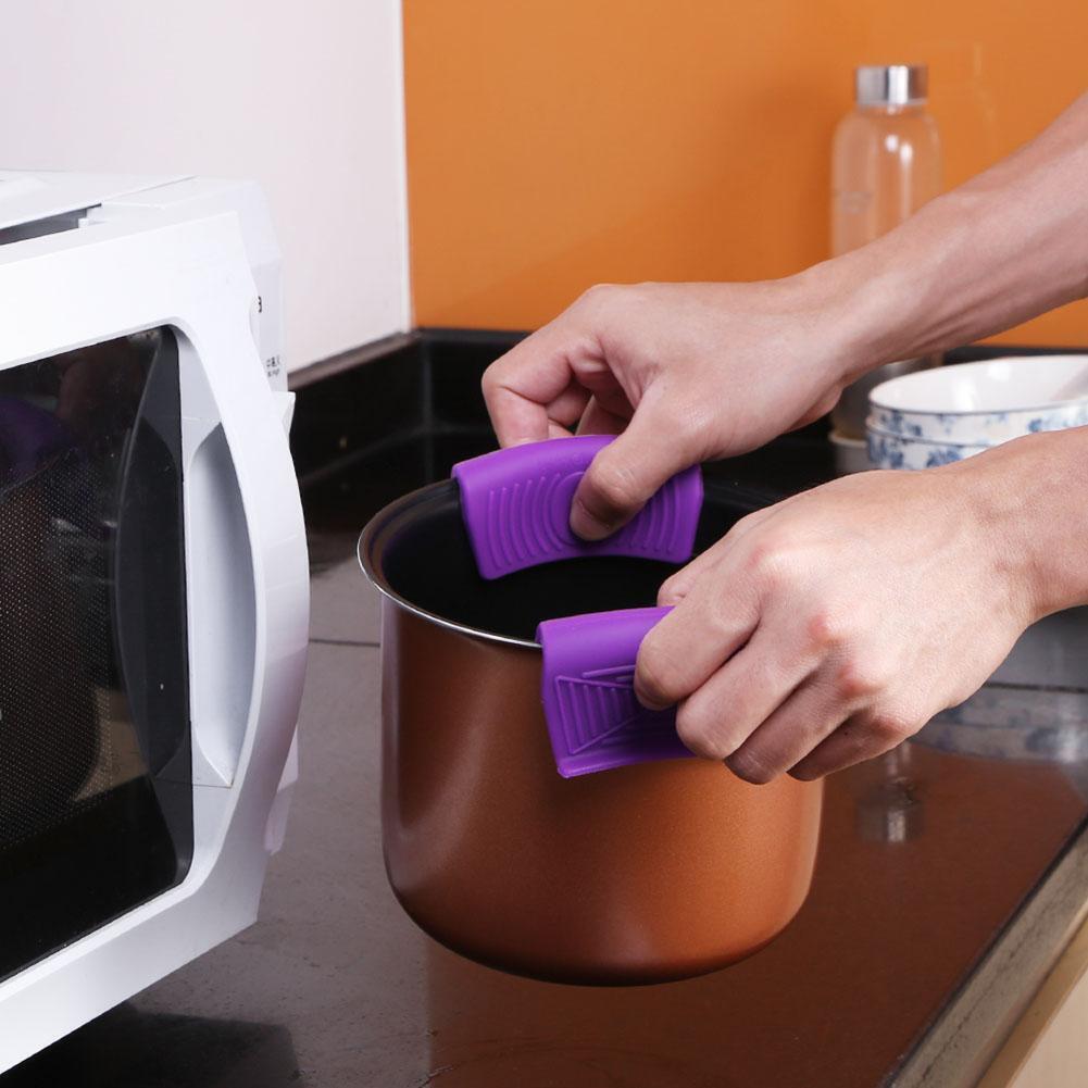 Silicone Heat Insulation Mitt Glove Casserole Ear Pan Pot Oven Grip/Purple