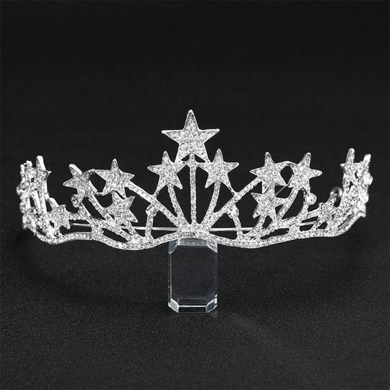 Star Shaped Rhinestone Bridal Crowns Tiaras Headpiece for Wedding Ceremony Party