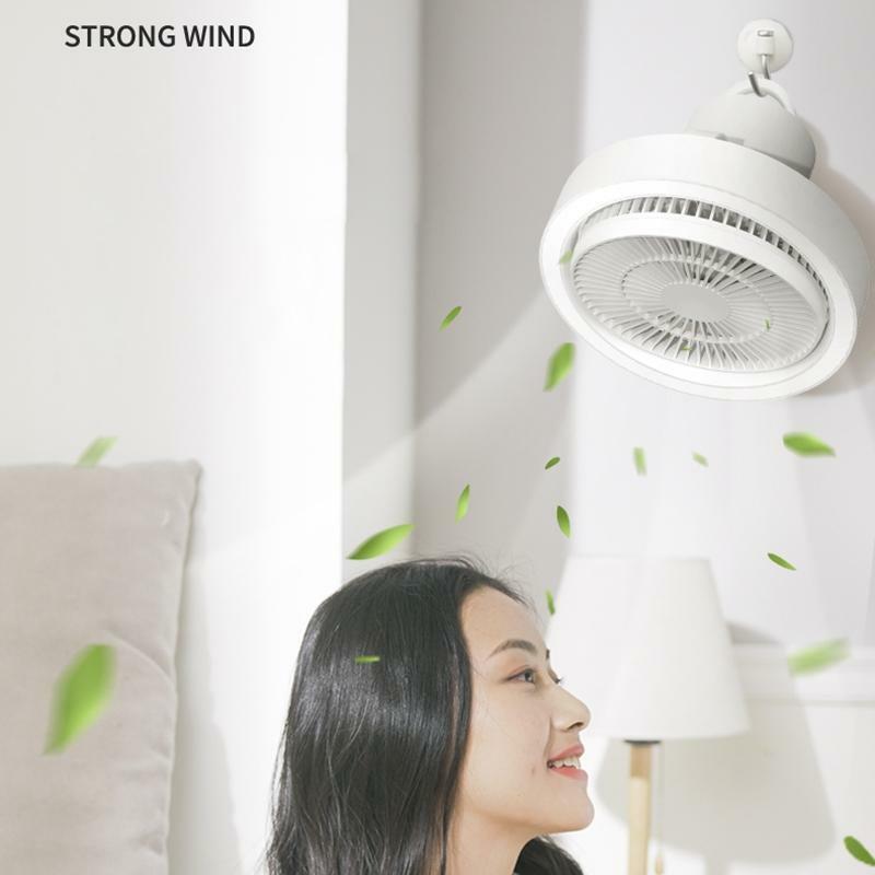 2 in 1 Camping Fan Hanging Oscillating Fan with LED Lamp 4000mAh 7'' Tent Fan