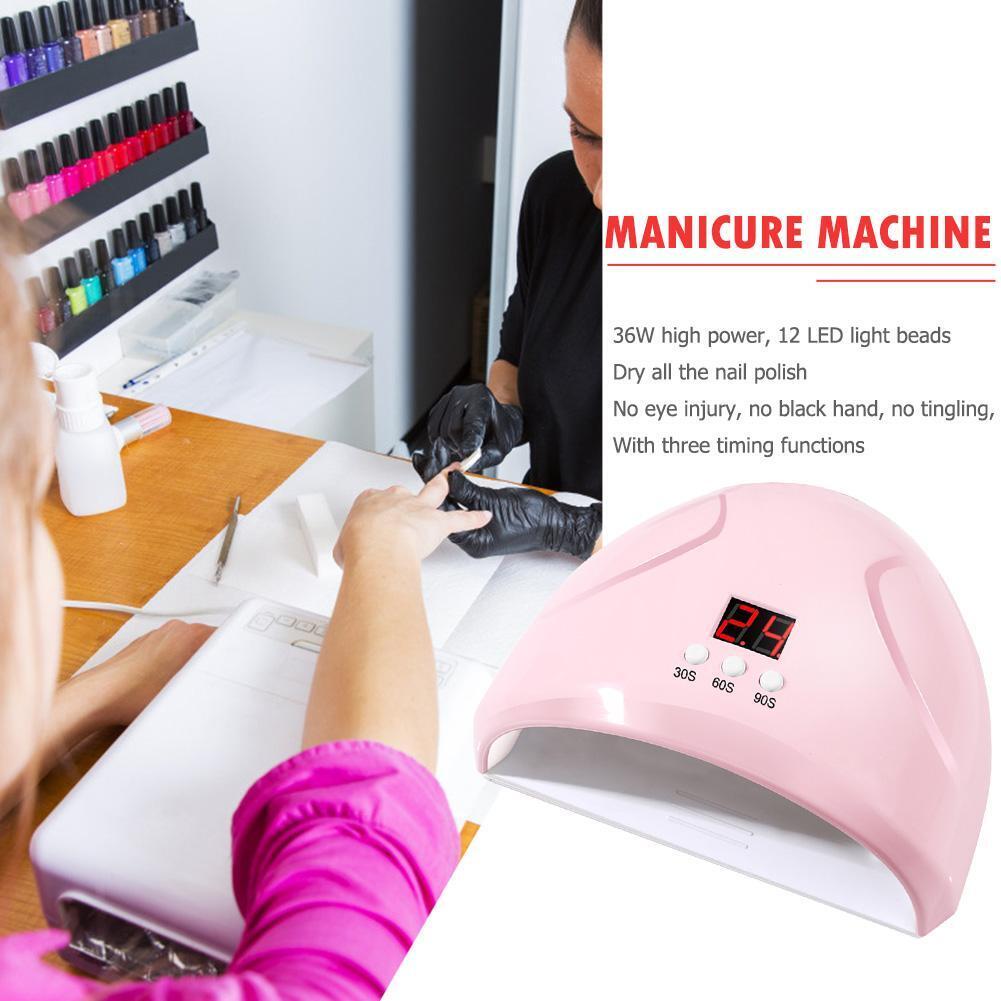 12 LED 36W UV Nail Dryer Drying Lamp for Gel Polish Manicure Tools (Pink)